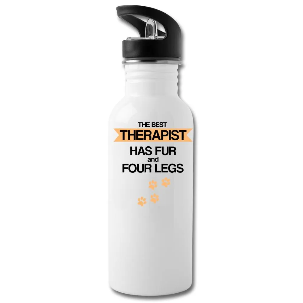 The best therapist has fur and four legs 20oz Water Bottle