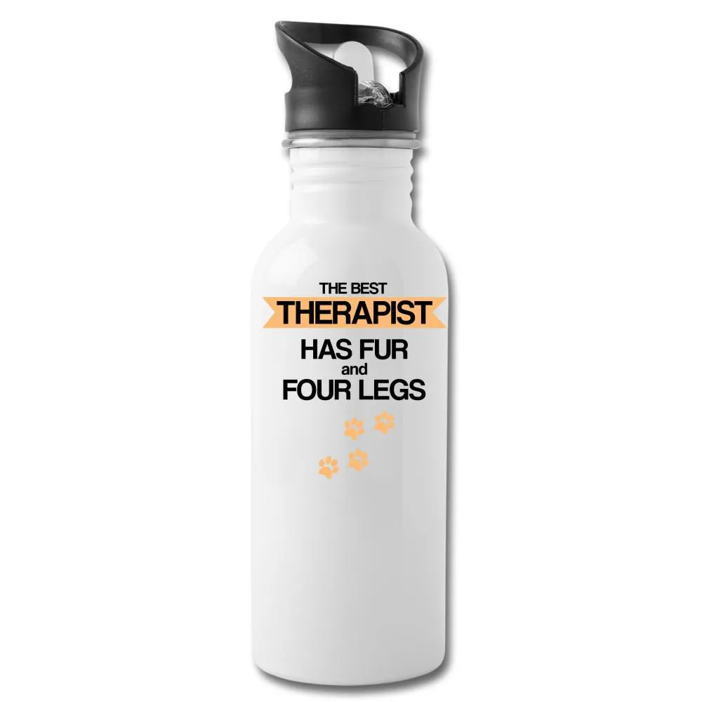 The best therapist has fur and four legs 20oz Water Bottle
