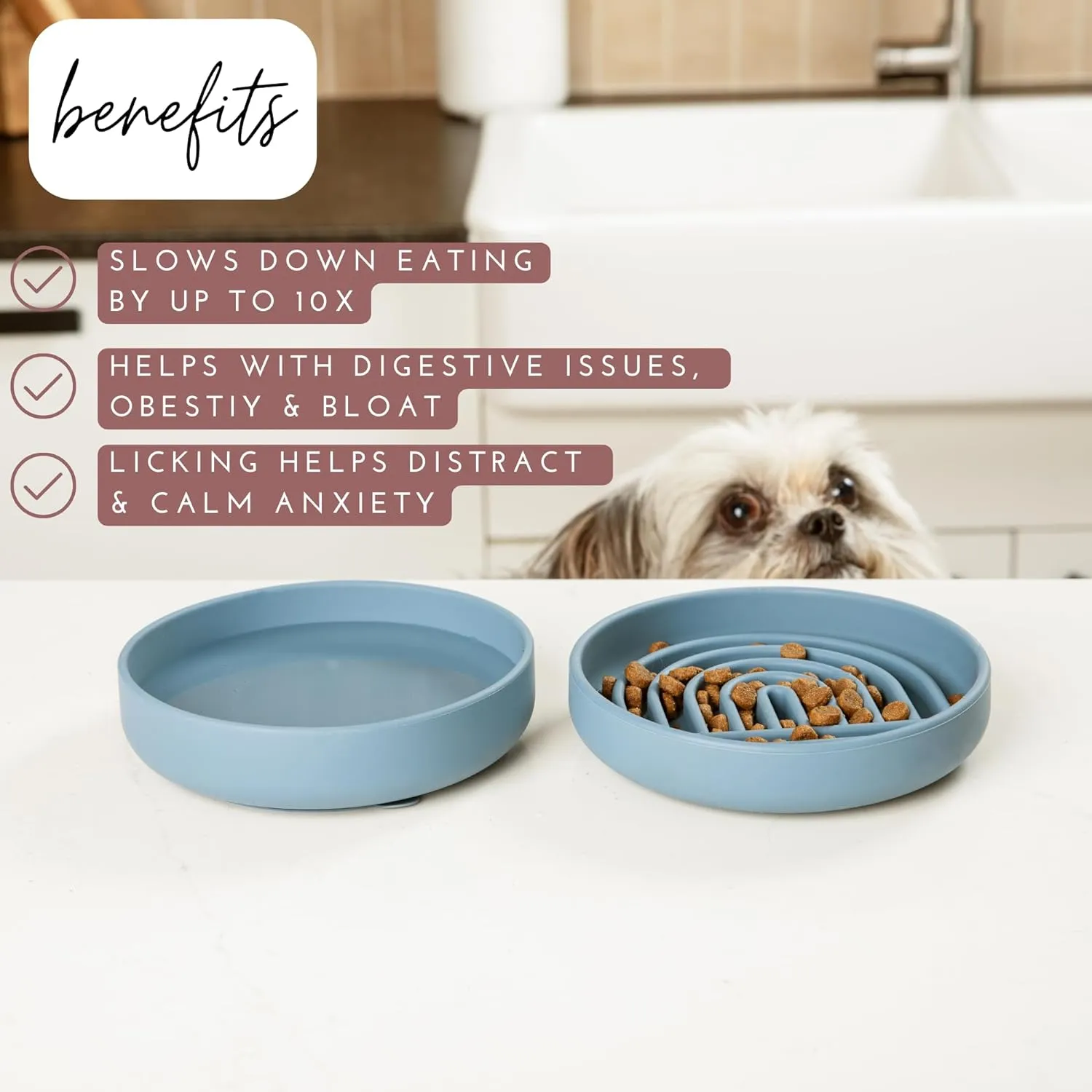 The Slowdown Bowl - Silicone Slow Feeder, Slow Eating, Modern Lick Mat Design, Reduces Gulping, Dishwasher Fit, for All Cat & Dog Breeds, Mealtime Challenge, Small-Charcoal
