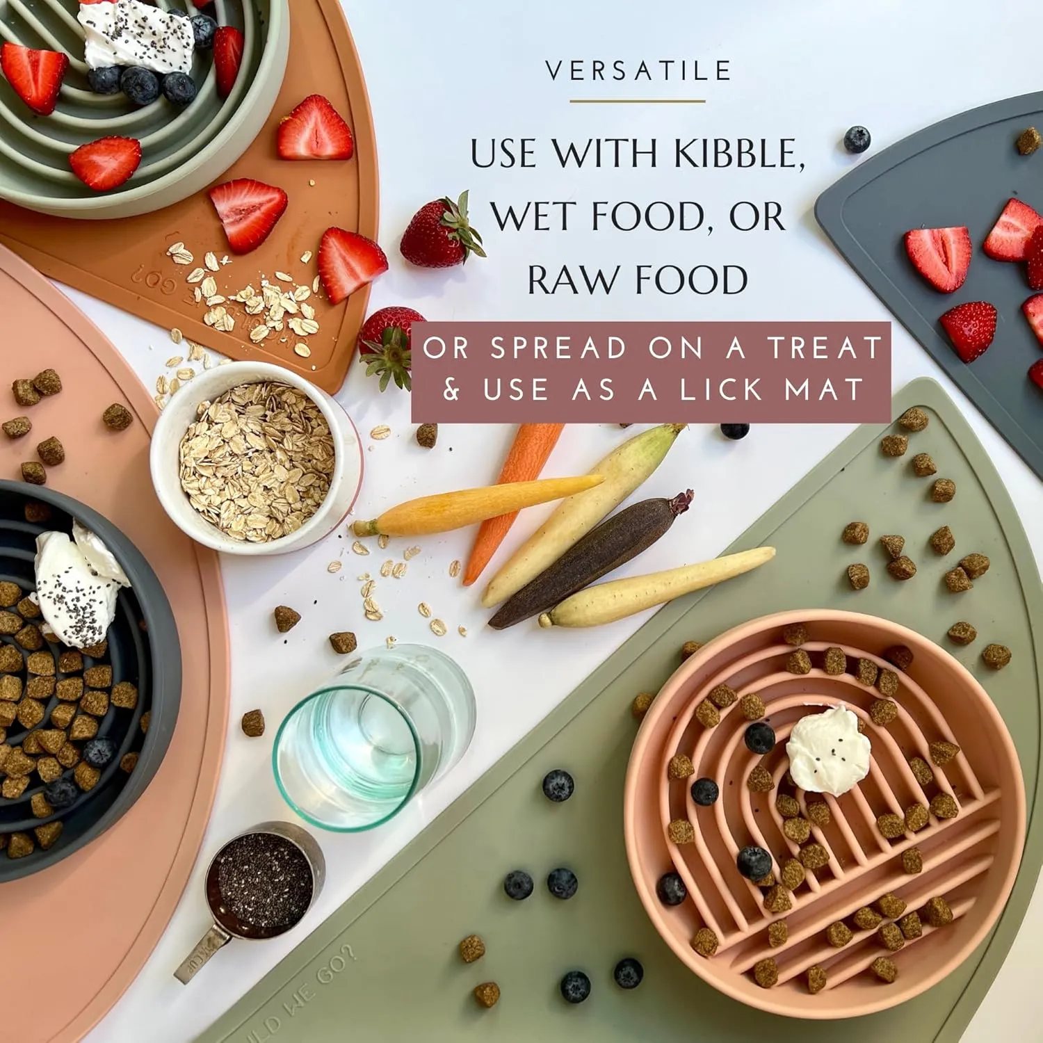 The Slowdown Bowl - Silicone Slow Feeder, Slow Eating, Modern Lick Mat Design, Reduces Gulping, Dishwasher Fit, for All Cat & Dog Breeds, Mealtime Challenge, Small-Charcoal