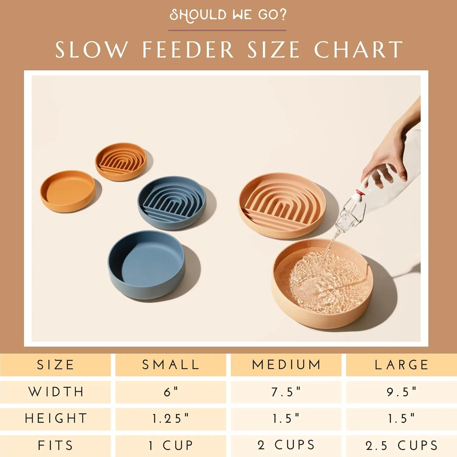 The Slowdown Bowl - Silicone Slow Feeder, Slow Eating, Modern Lick Mat Design, Reduces Gulping, Dishwasher Fit, for All Cat & Dog Breeds, Mealtime Challenge, Small-Charcoal