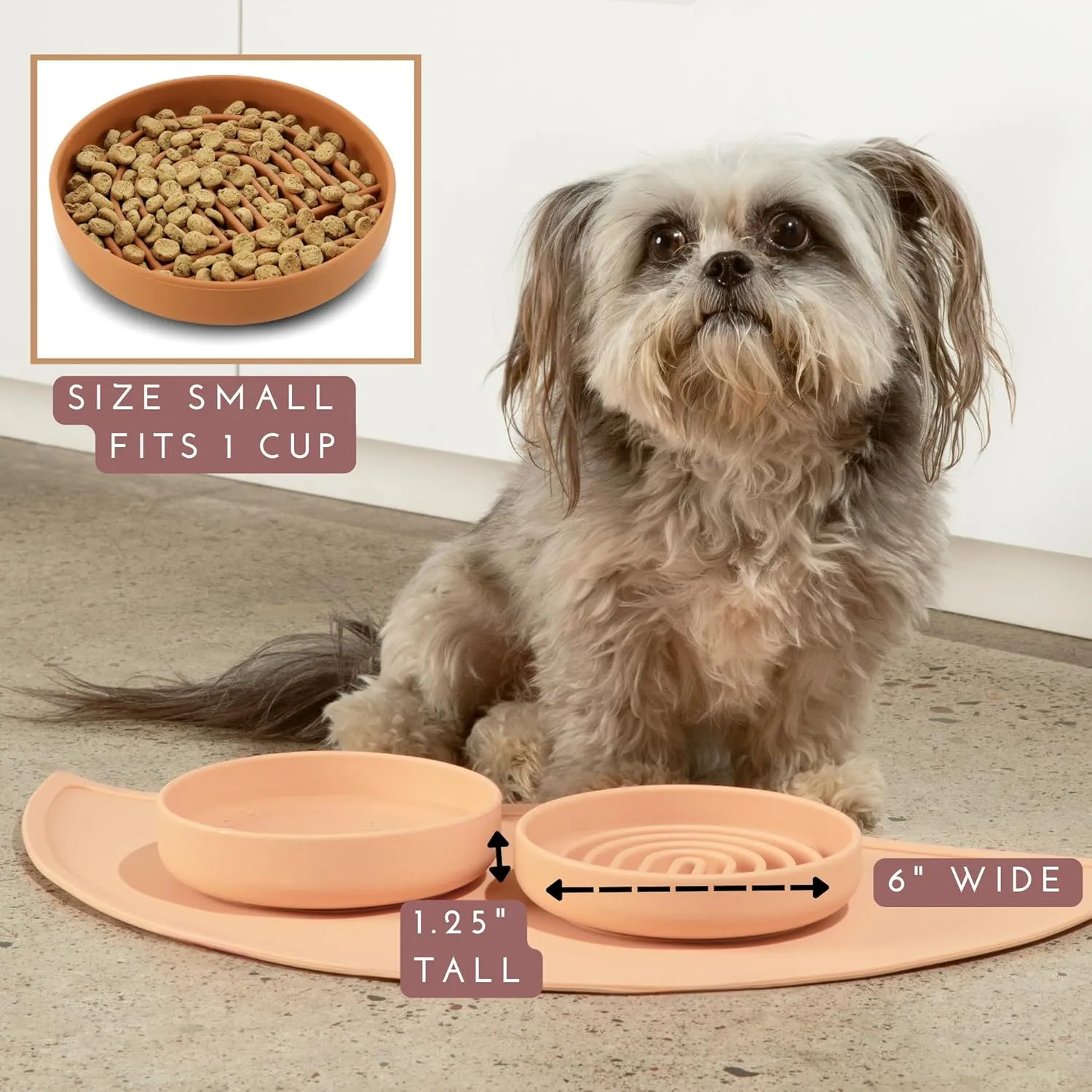 The Slowdown Bowl - Silicone Slow Feeder, Slow Eating, Modern Lick Mat Design, Reduces Gulping, Dishwasher Fit, for All Cat & Dog Breeds, Mealtime Challenge, Small-Charcoal