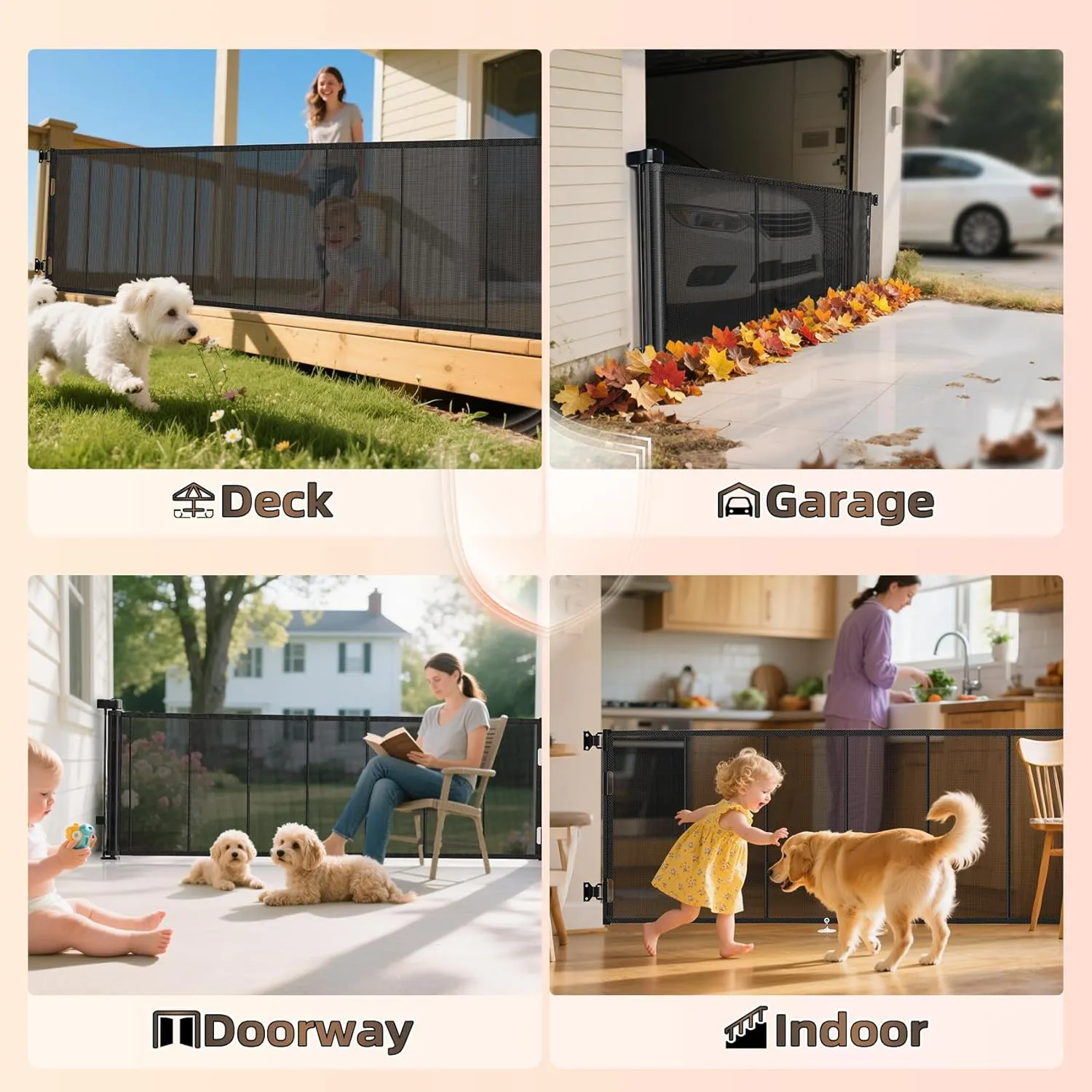 Upgrade 200 inch Retractable Baby Gates Extra Wide with Reinforced Strip Design to Prevent Crawling Through, 200" Retractable Dog Gate, 34" Tall, Retractable Gate for Indoor/Outdoor