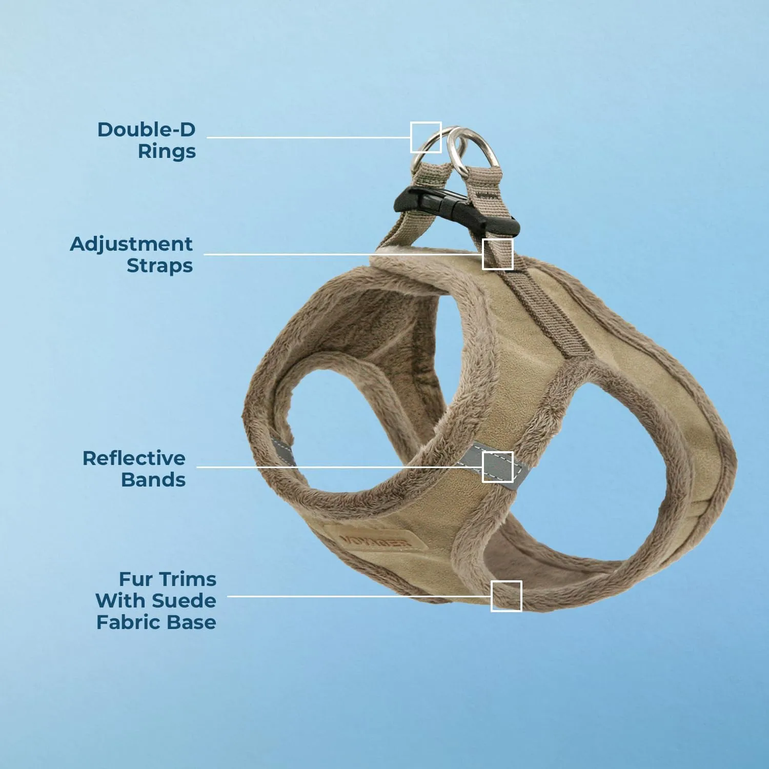 Voyager Step-In Plush Dog Harness  Soft Plush, Step In Vest Harness for Small and Medium Dogs by Best Pet Supplies - Harness (Latte Suede), L (Chest: 18 - 20.5")