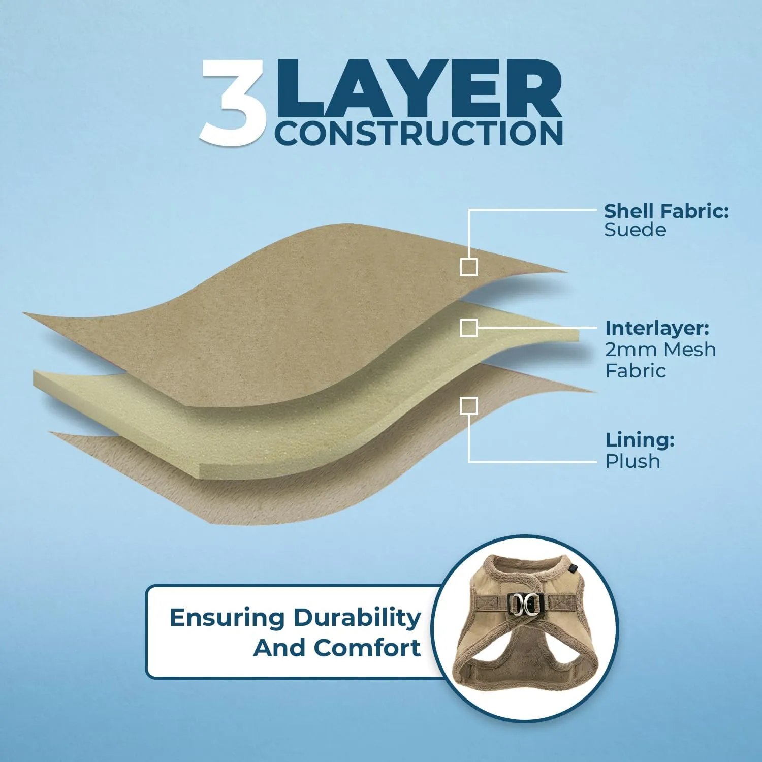 Voyager Step-In Plush Dog Harness  Soft Plush, Step In Vest Harness for Small and Medium Dogs by Best Pet Supplies - Harness (Latte Suede), L (Chest: 18 - 20.5")